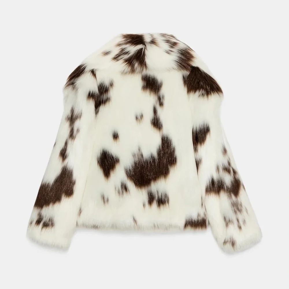 NWT Zara Bloggers Fav Cow Print ZW COLLECTION FAUX FUR JACKET LIMITED EDITION S - Picture 8 of 12